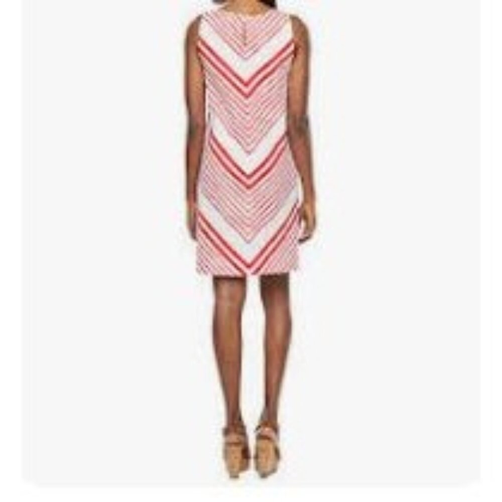 Liz Claiborne Linen Blend Shift Dress Womens Small Red White New WOT